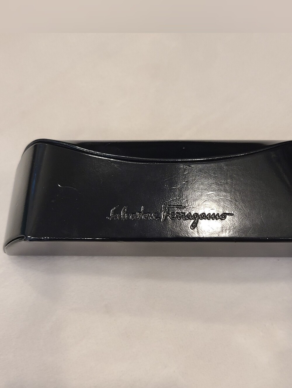 Salvatore Ferragamo Black Glossy Eyeglass Case